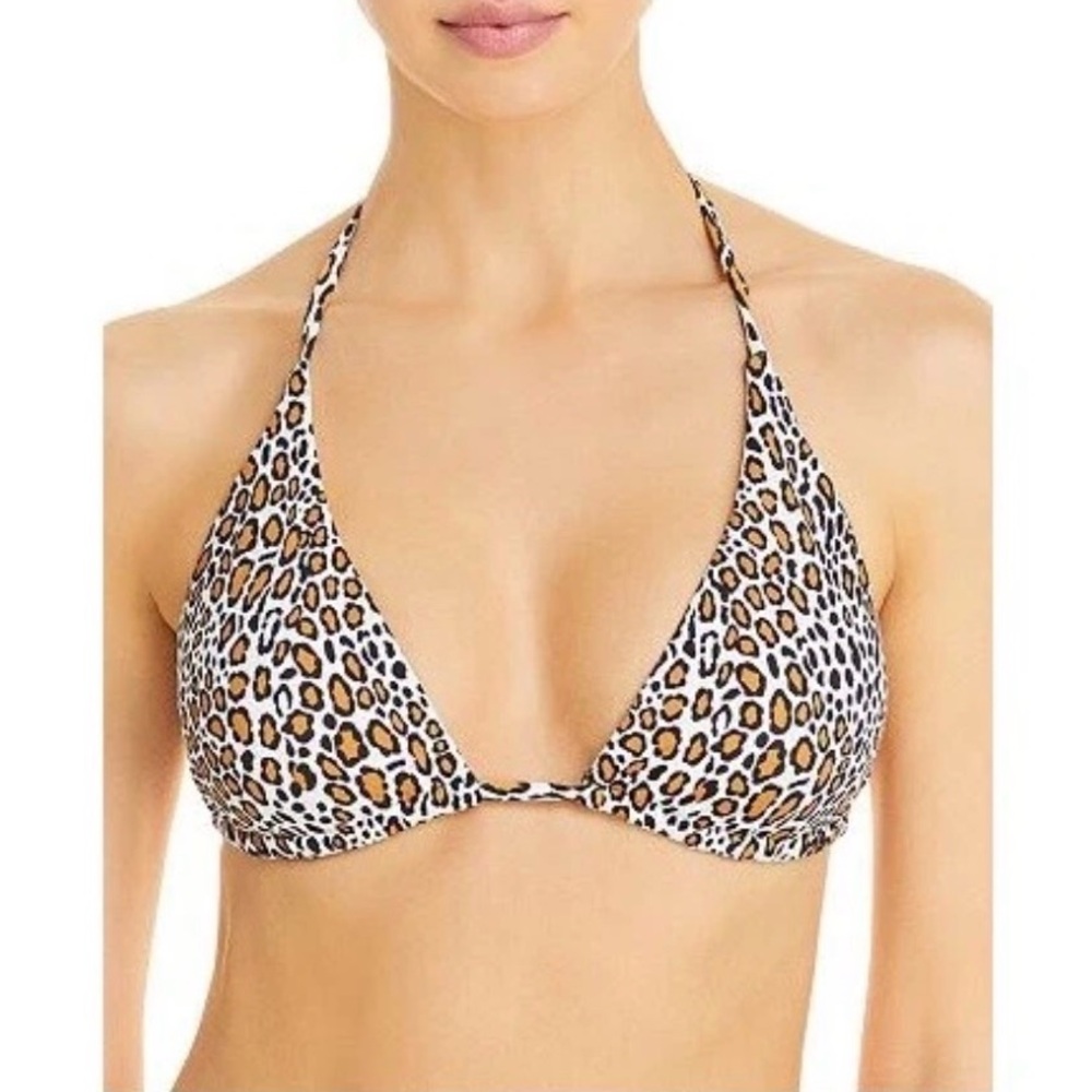 Aqua Leopard Print Bikini Top